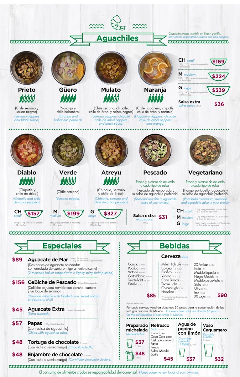 1000 Caguamas Puerto Vallarta Menu
