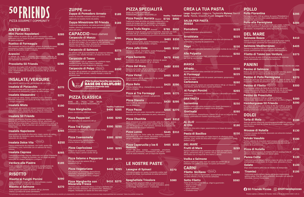 50 Friends Menu