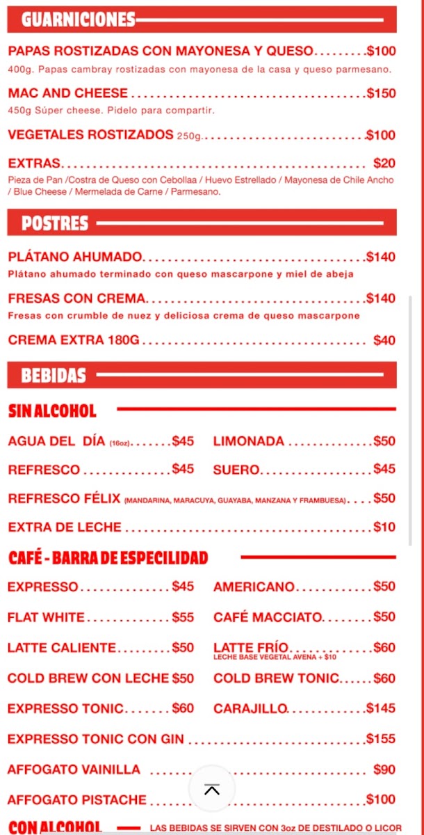 Ahumados Pelican Menu