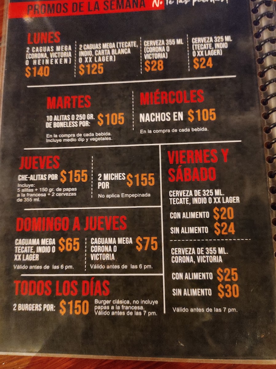 Alaswings Morelos Menu