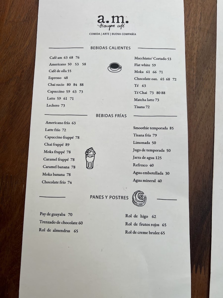 A.m. Siempre Cafe Menu