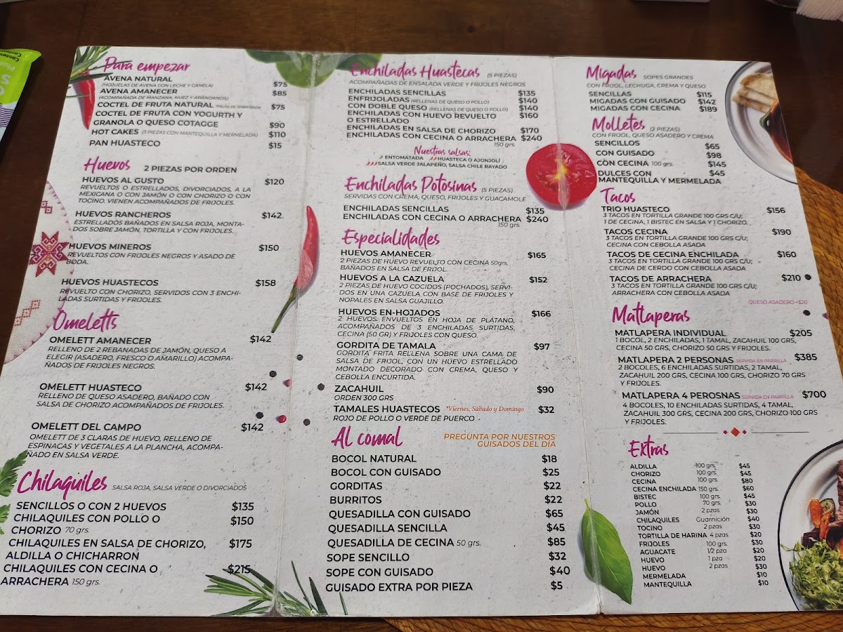 Amanecer Huasteco - Los Faroles Menu
