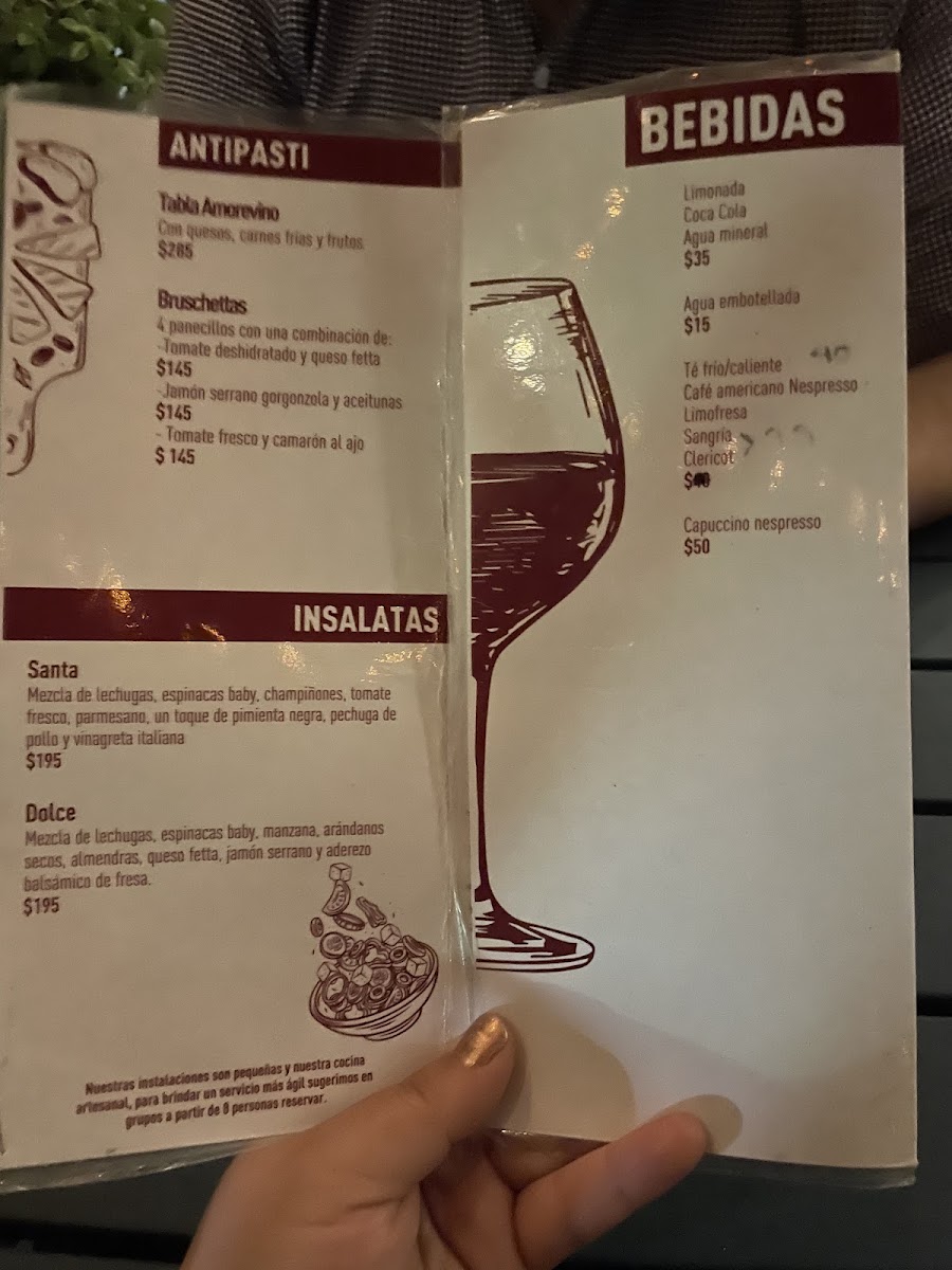 Amorevino Pasta Y Pizza A La Leña Menu