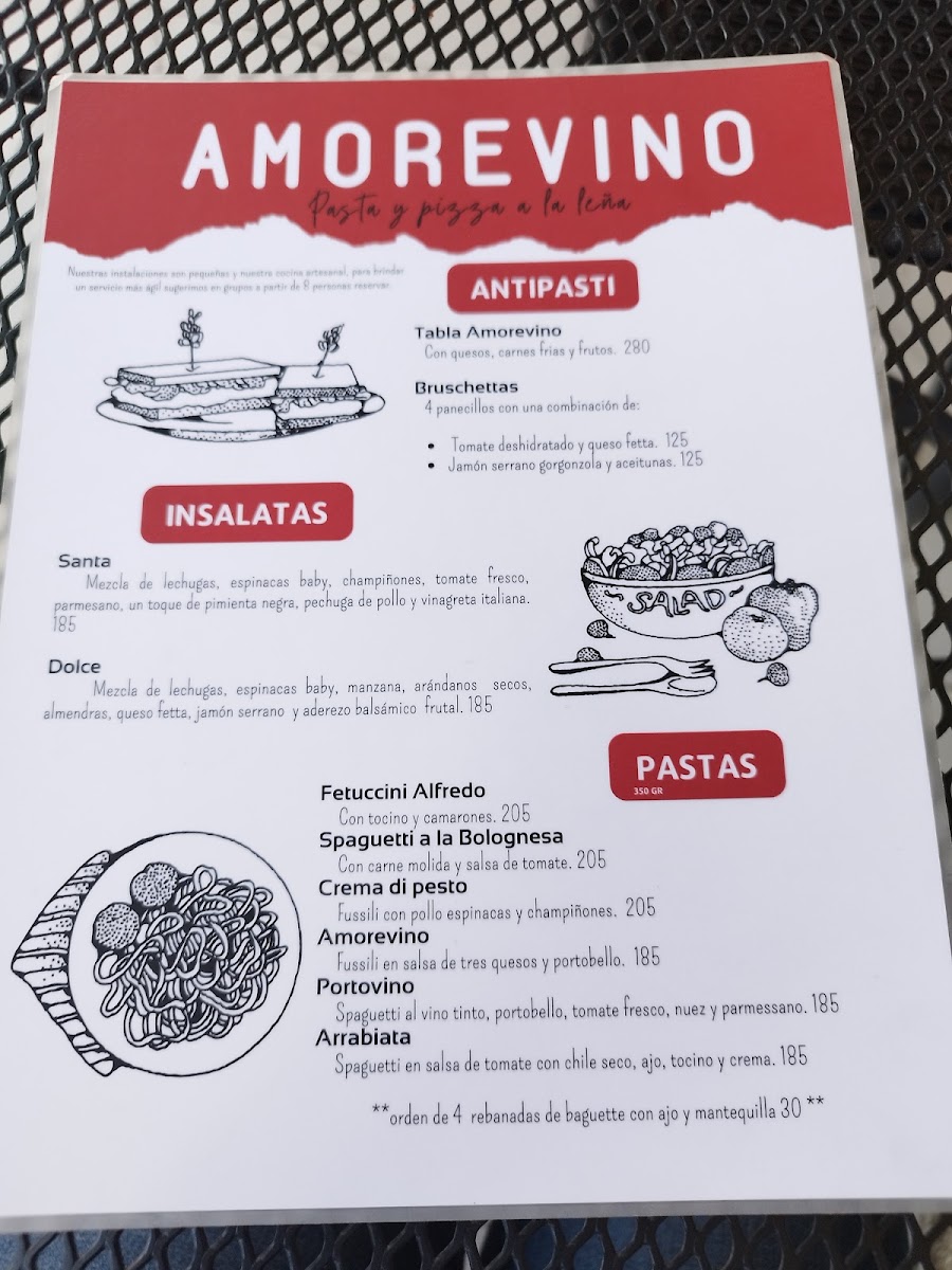 Amorevino Pasta Y Pizza A La Leña Menu Photo 2