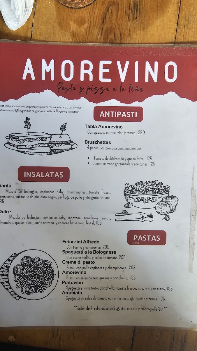 Amorevino Pasta Y Pizza A La Leña Menu Photo 7