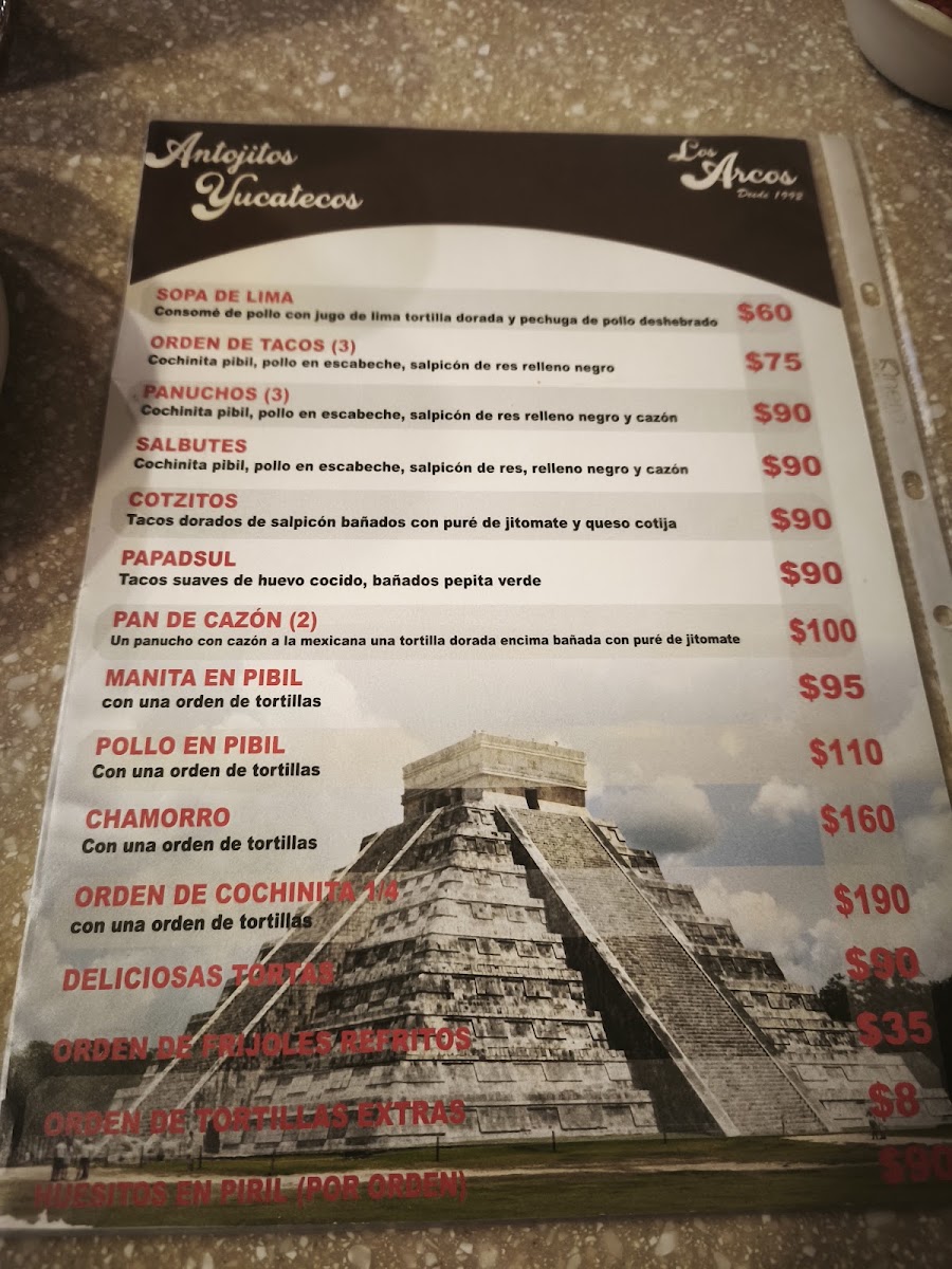 Antojitos Yucatecos Los Arcos Menu