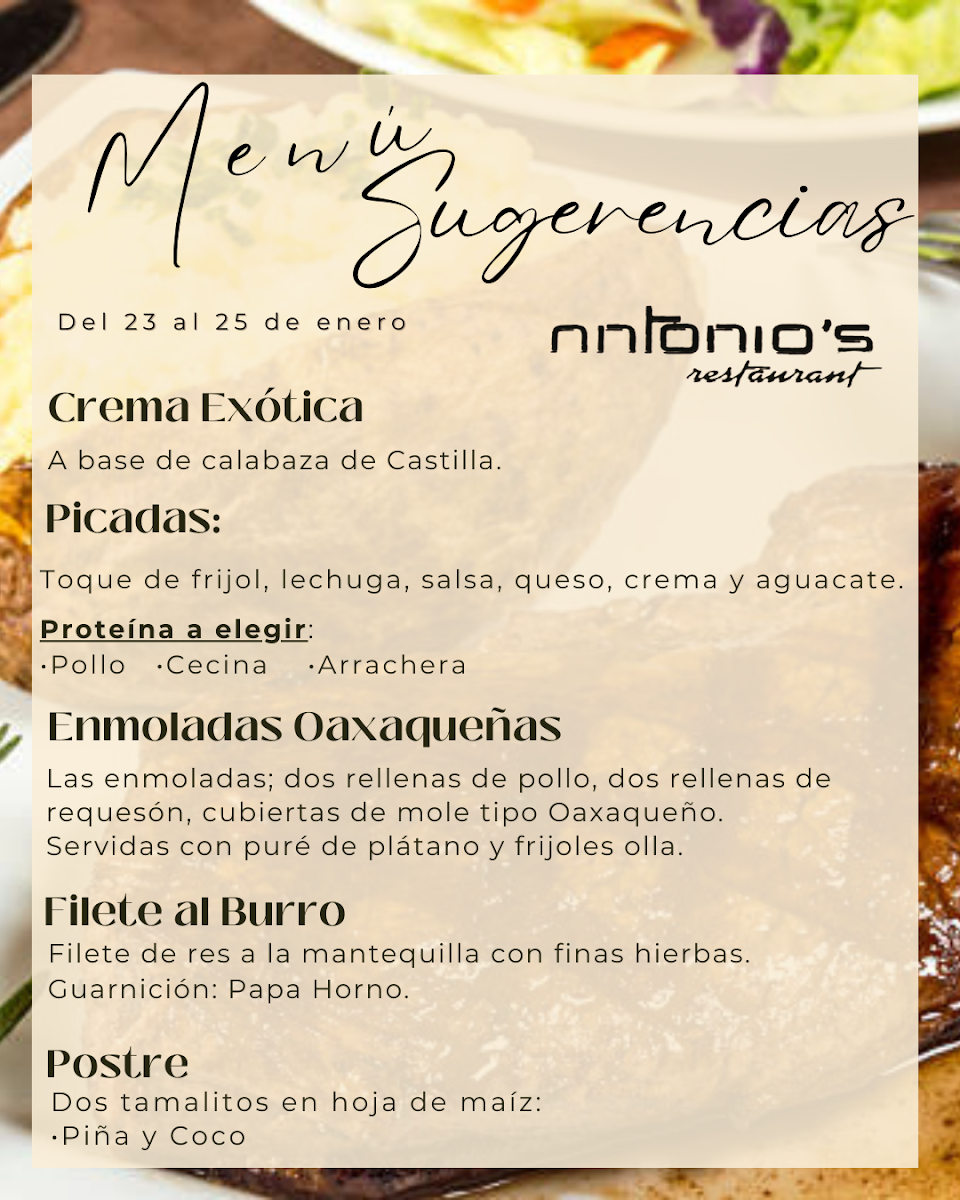 Antonio S Restaurante Menu