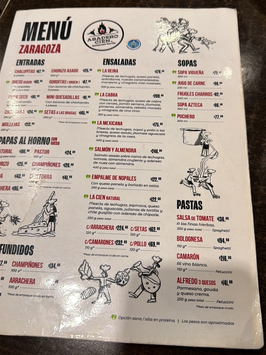 Asadero Cien - Zaragoza Menu