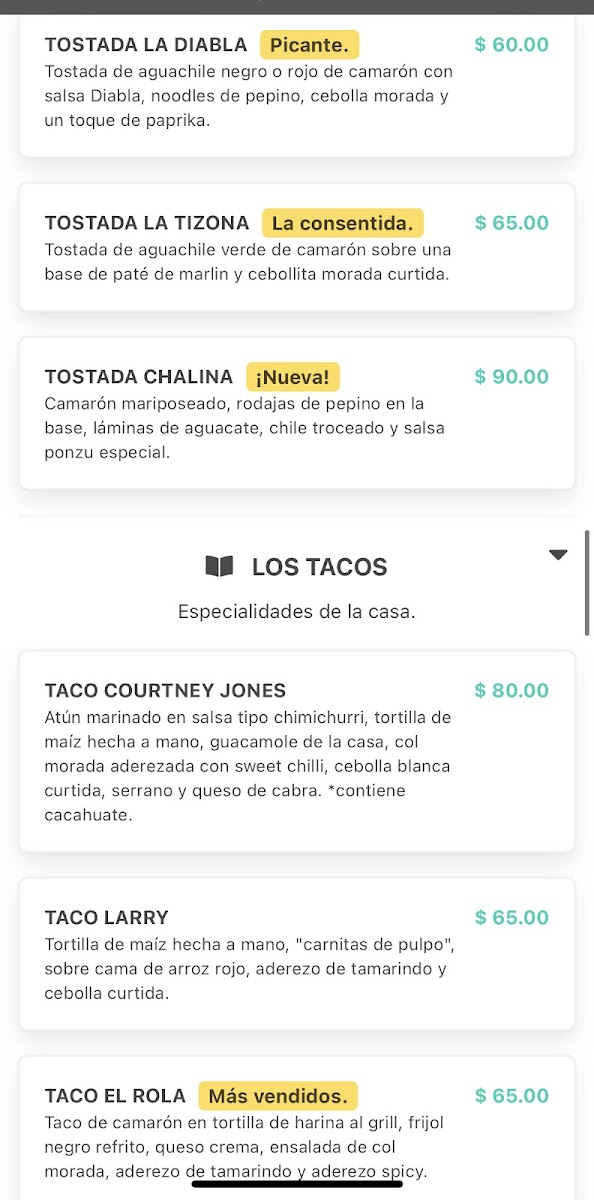 Avenida La Tizona Menu Photo 6