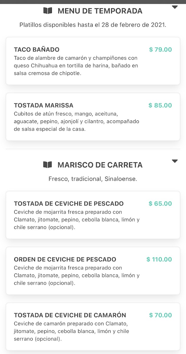 Avenida La Tizona Menu Photo 7
