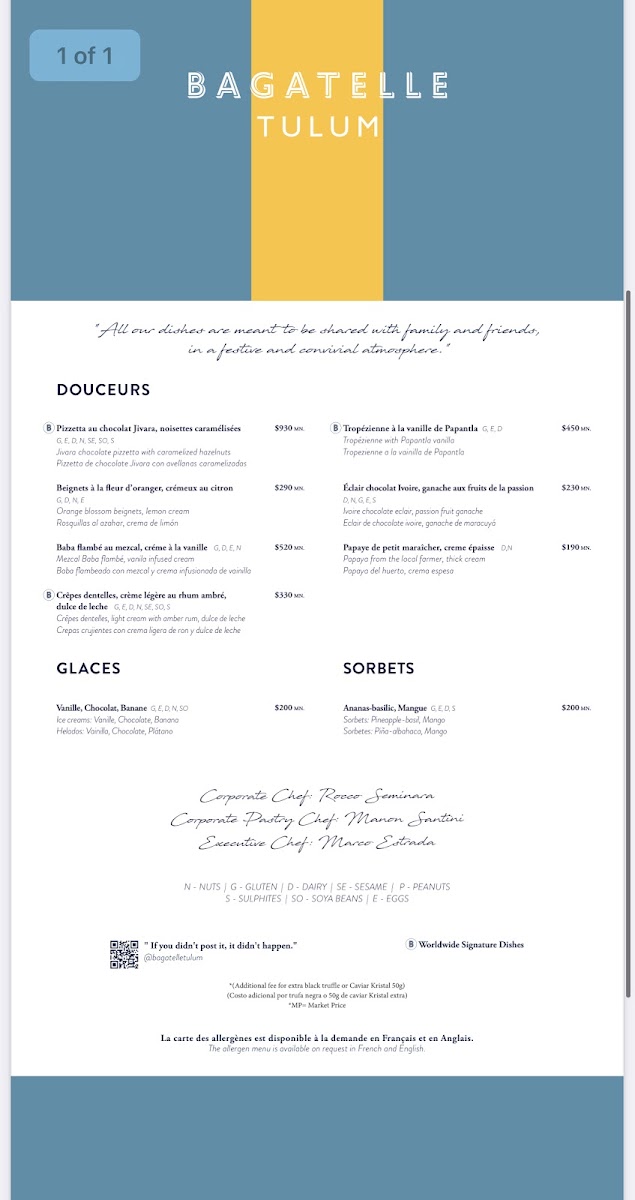 Bagatelle Tulum Menu Photo 2