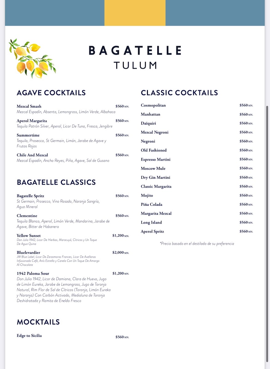 Bagatelle Tulum Menu Photo 3