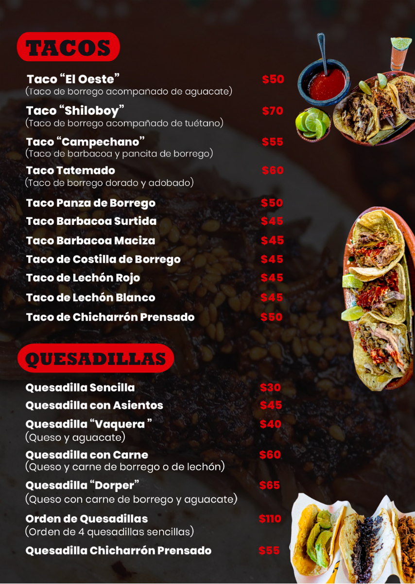 Barbacoa 'el Oeste' Menu Photo 3