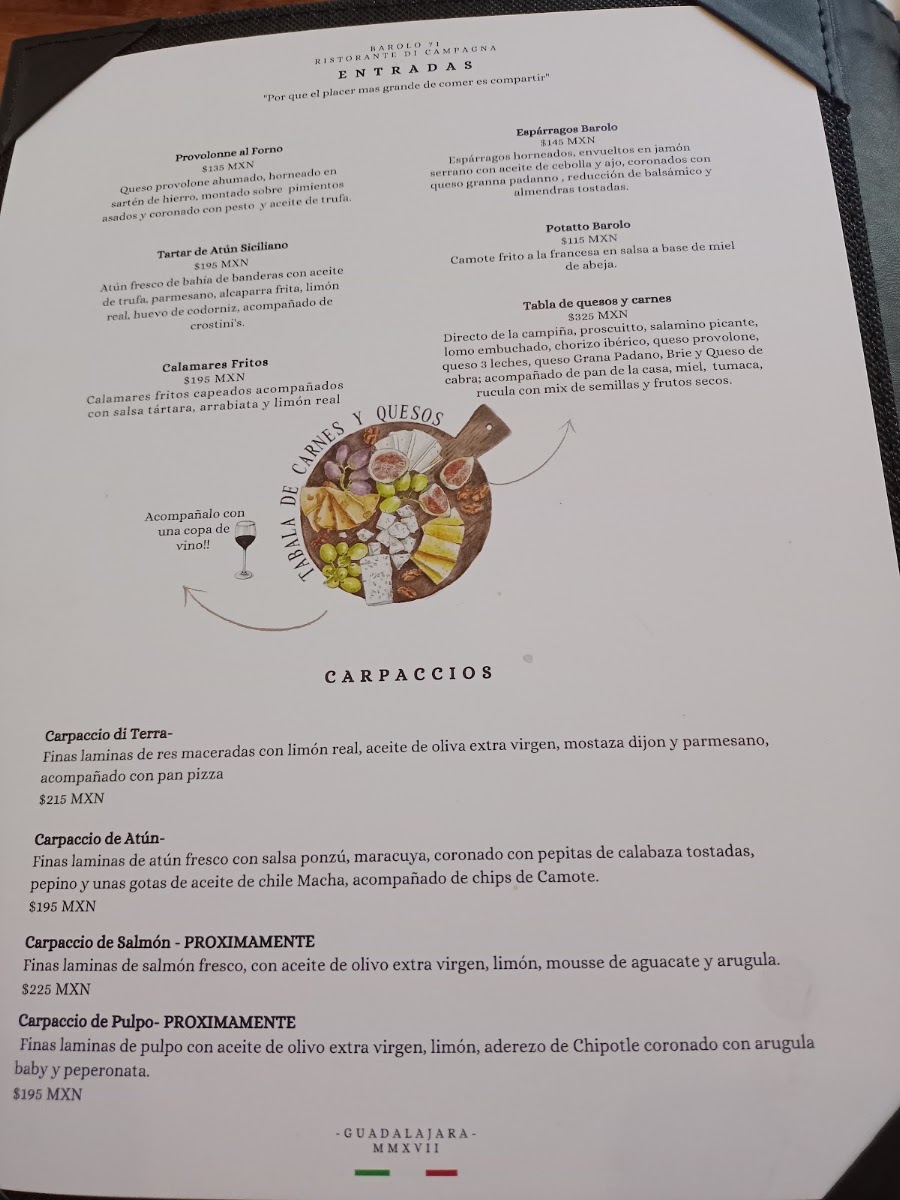 Barolo 71 Circunvalacion Menu