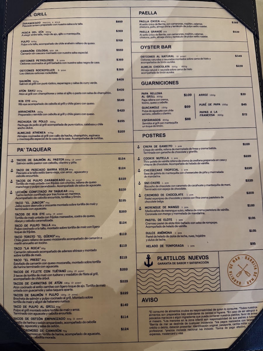 Barrita De Mar Interlomas Menu