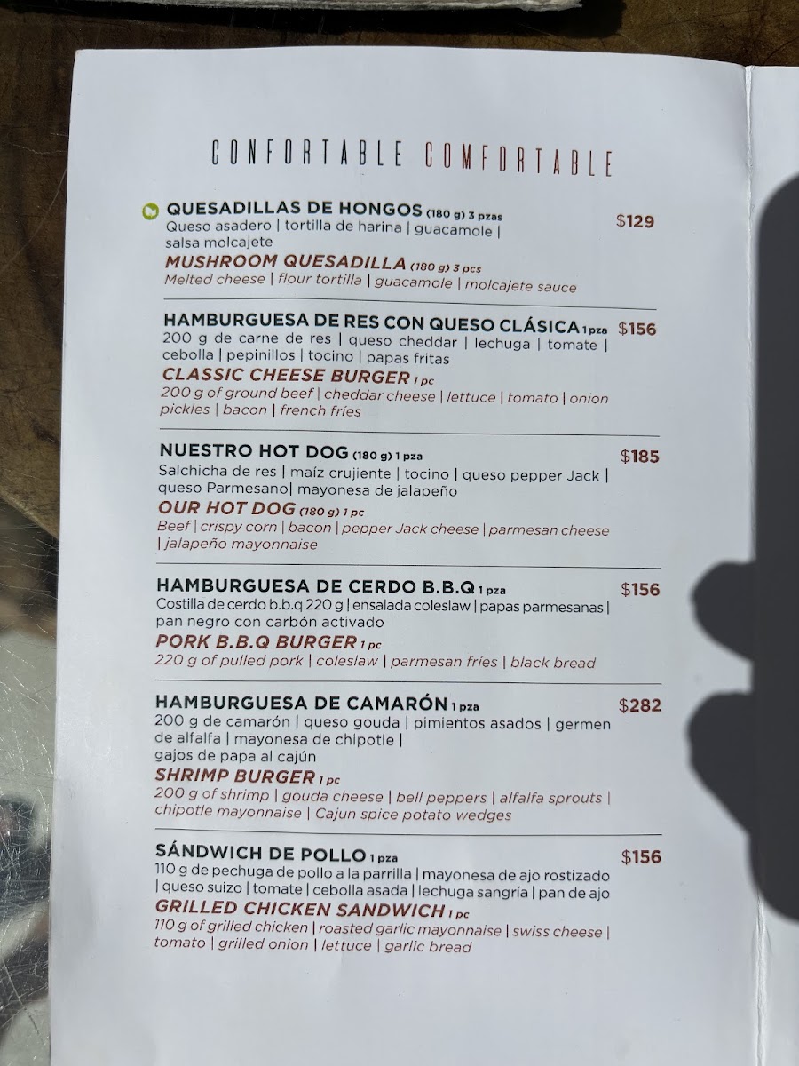 Beach Club Menu