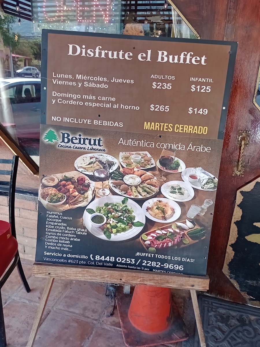 Beirut Restaurante Buffet De Comida Arabe Libanesa Y Shisha Menu Photo 5