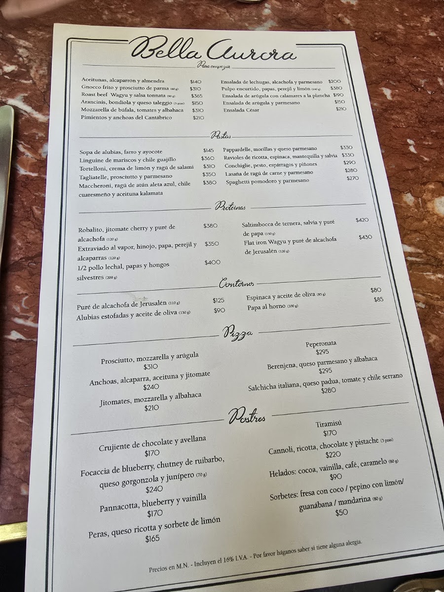 Bella Aurora Menu Photo 3