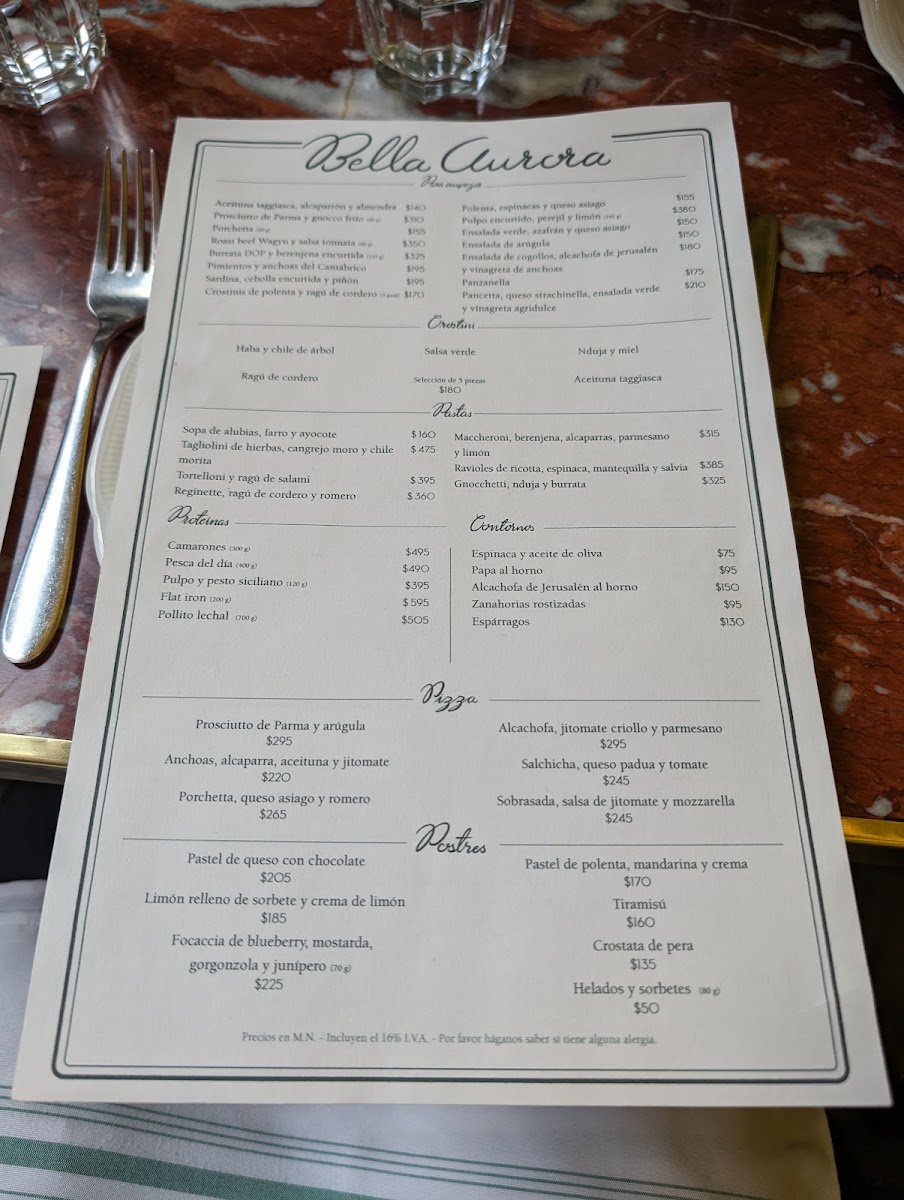 Bella Aurora Menu Photo 8