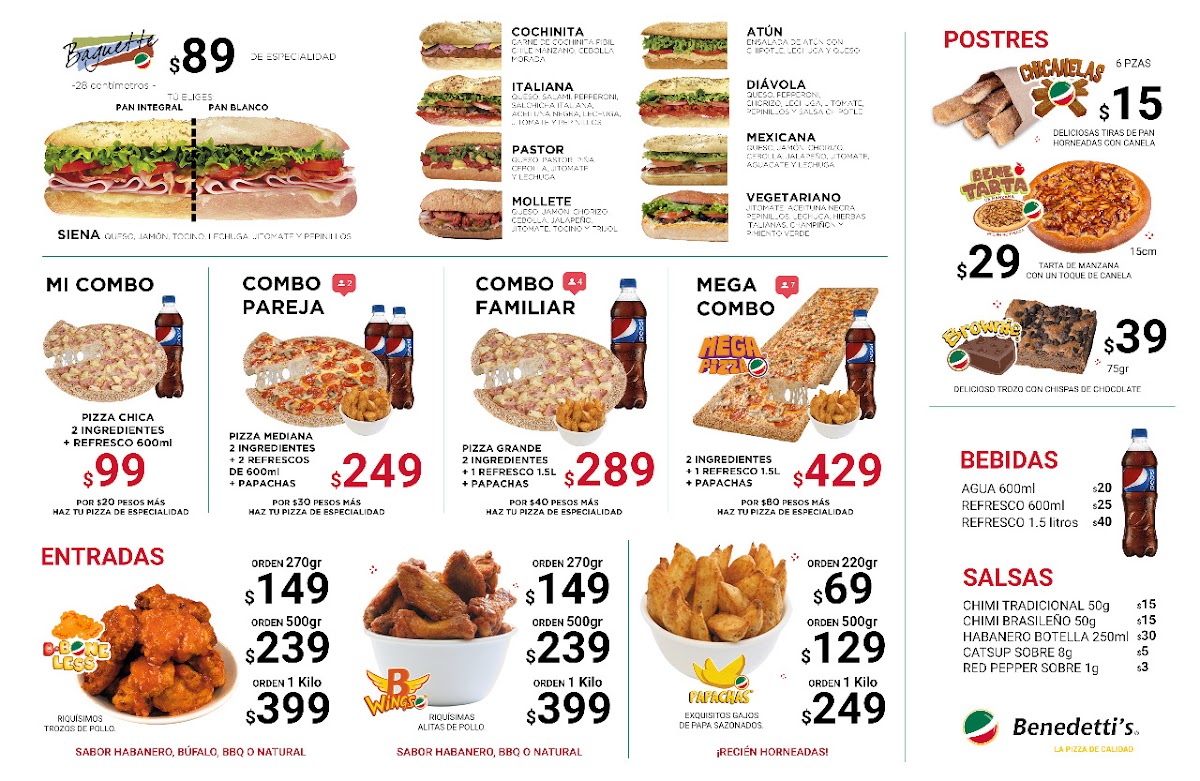Benedettis Pizza Rojo Gómez Menu