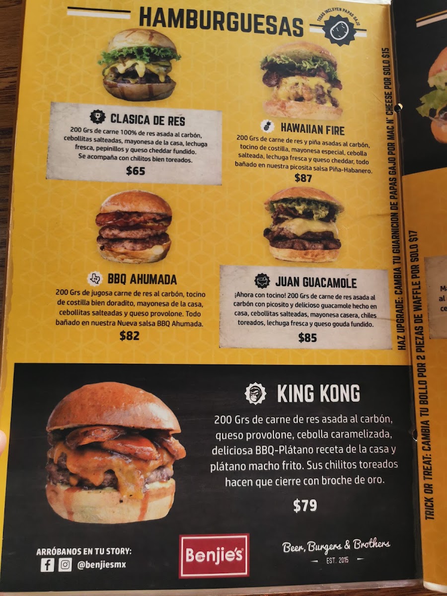 Benjie's Menu