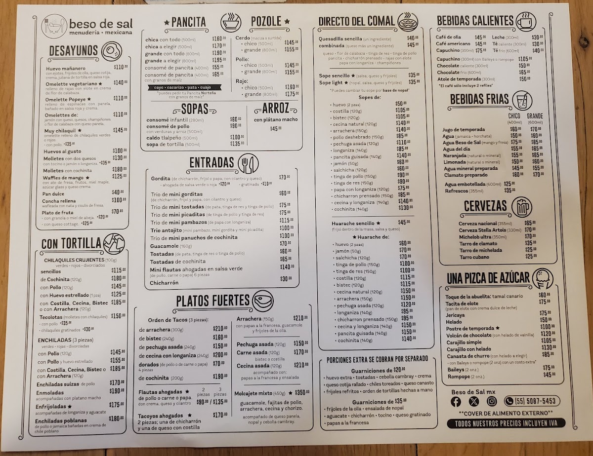 Beso De Sal Menu