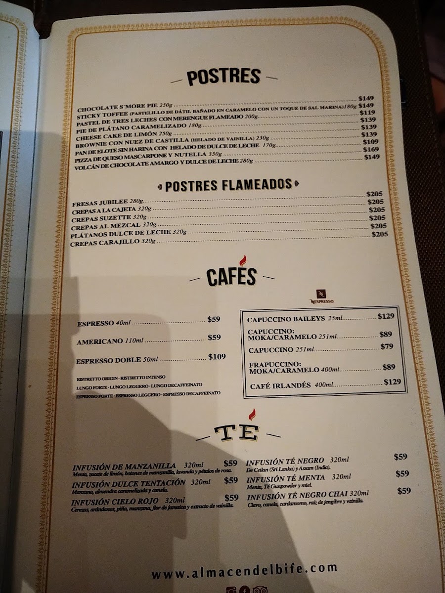 Bife El Almacen Menu