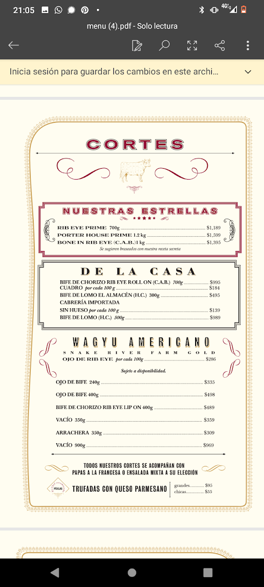 Bife El Almacen Menu Photo 5