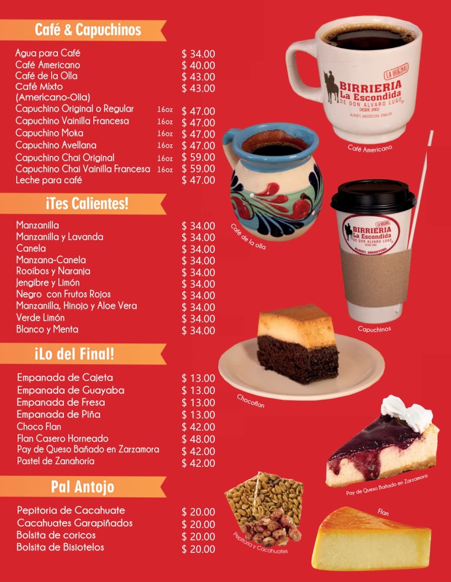 Birriería La Escondida De Don Álvaro Lugo Menu