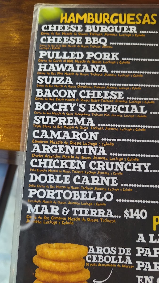 Bochy's Burguer Laureles Menu
