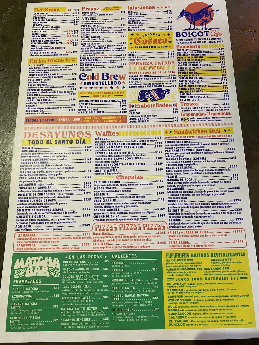 Boicot Café Polanco Menu