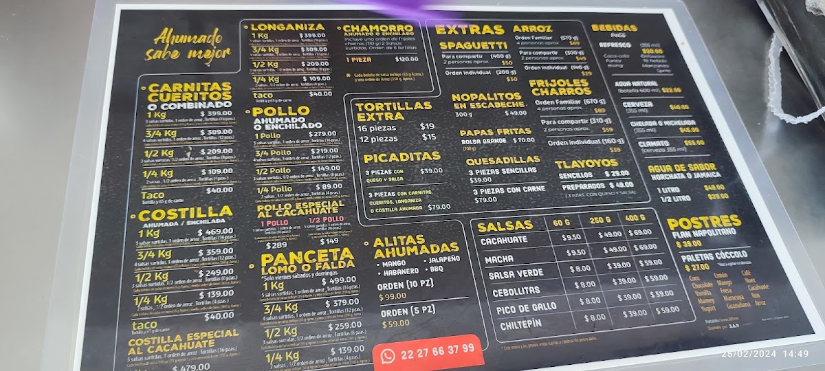 Borzanni Menu