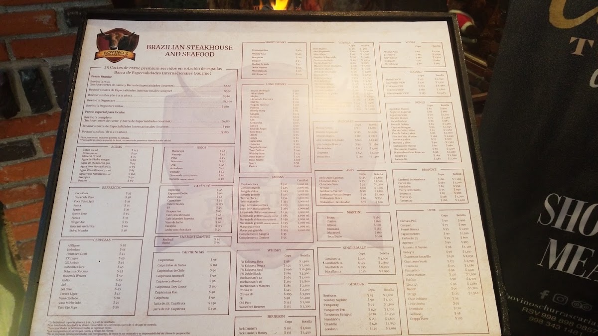 Bovinos Steakhouse & Seafood Cancun Menu Photo 2