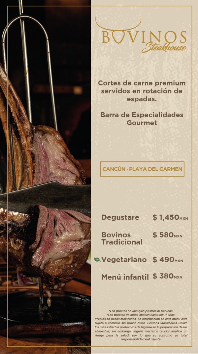 Bovinos Steakhouse & Seafood Cancun Menu Photo 5
