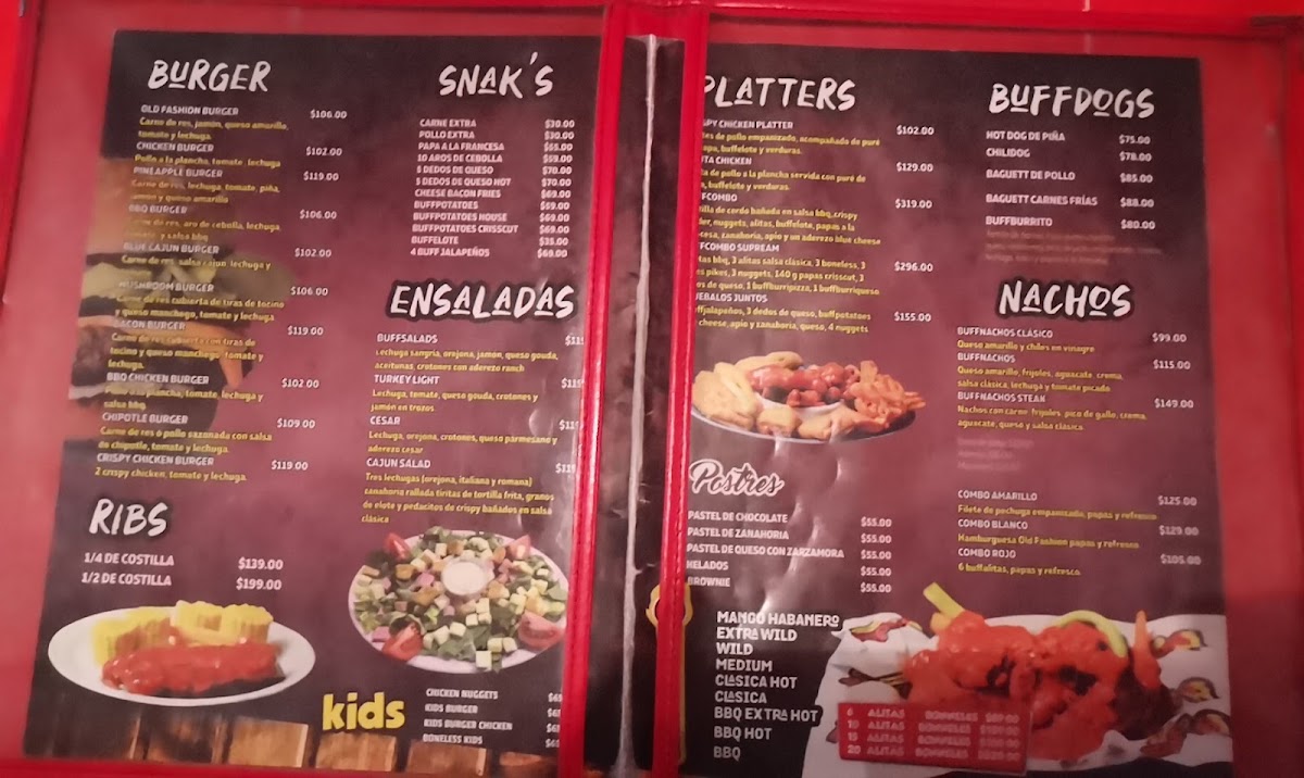 Buffalitas Menu