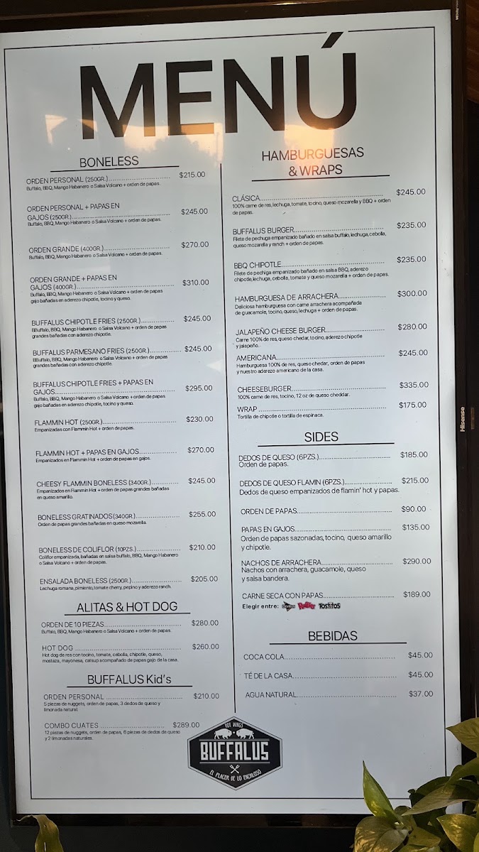 Buffalus Menu