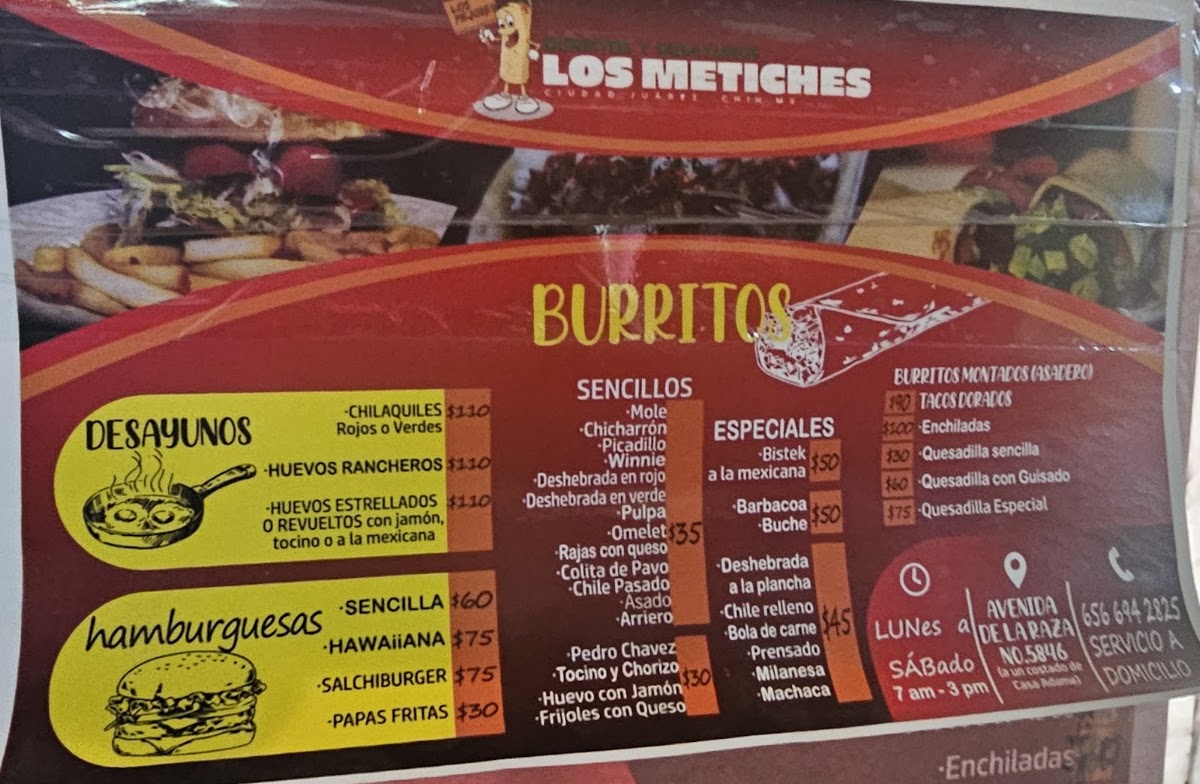Burritos Los Metiches Menu