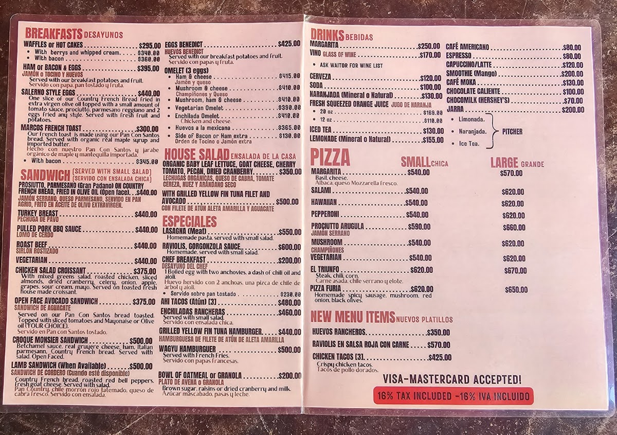 Cafe El Triunfo Menu
