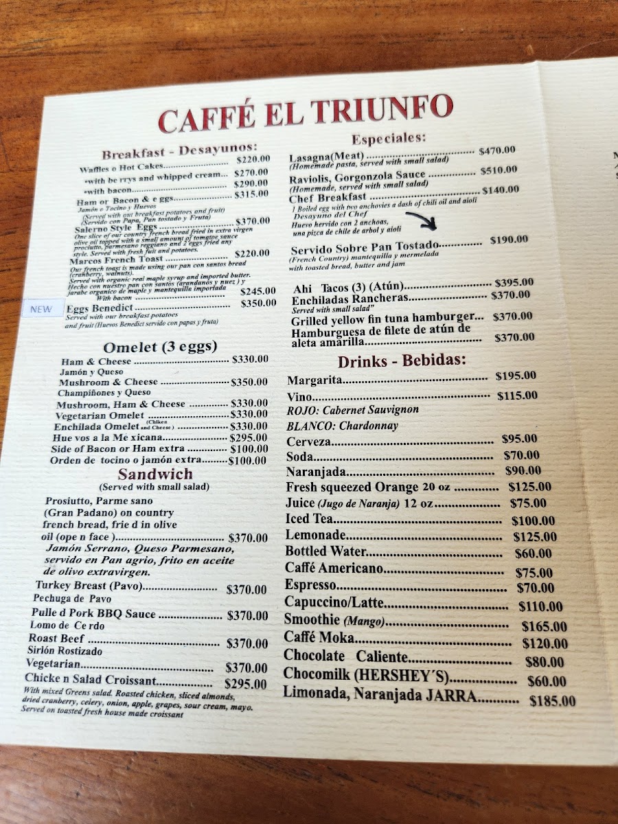 Cafe El Triunfo Menu Photo 6