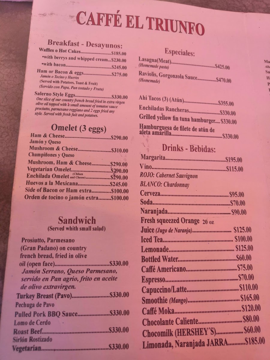 Cafe El Triunfo Menu Photo 9
