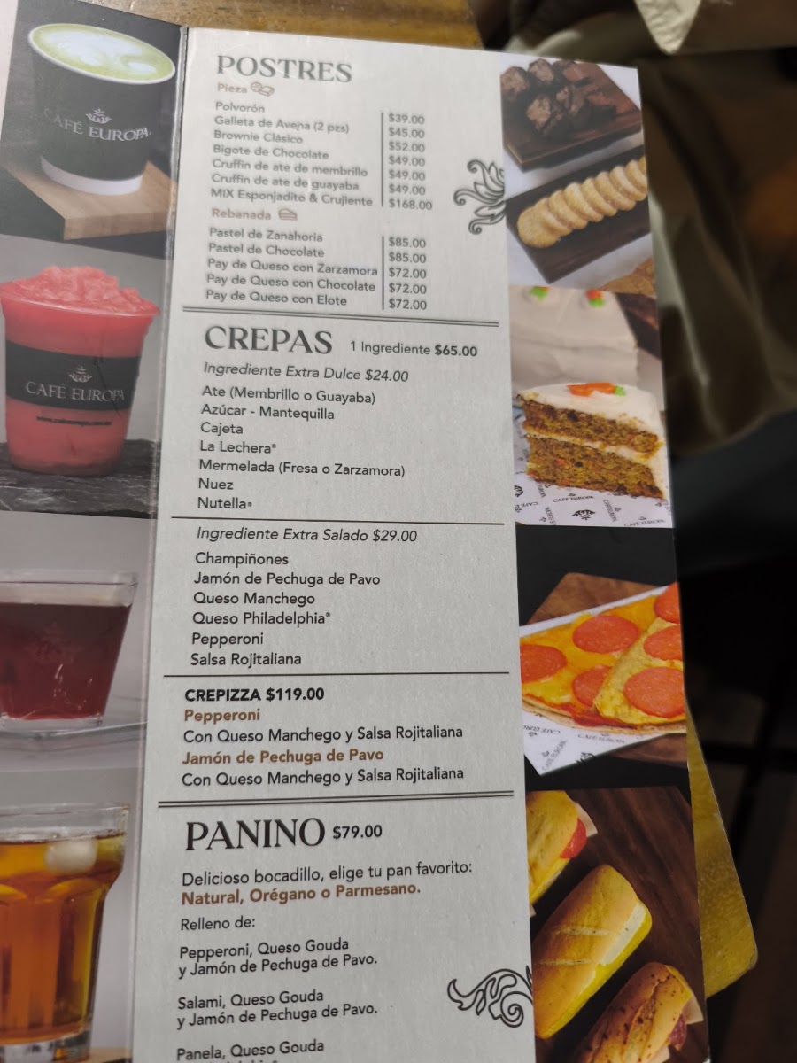 Cafe Europa Patio Menu