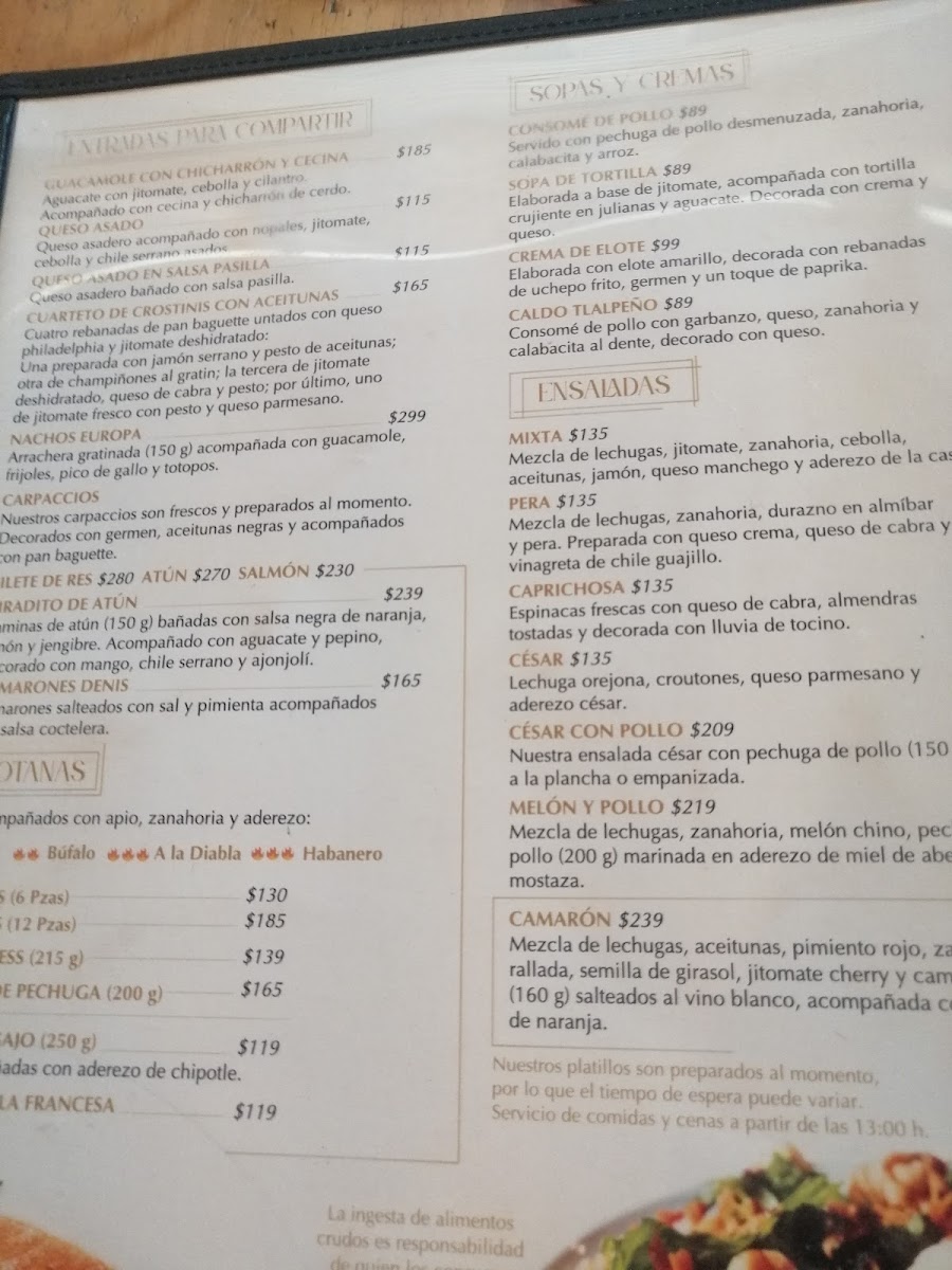 Cafe Europa Restaurante La Cabaña Menu Photo 4
