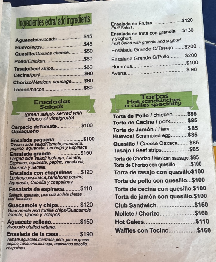 Cafe Los Cuiles Menu Photo 2