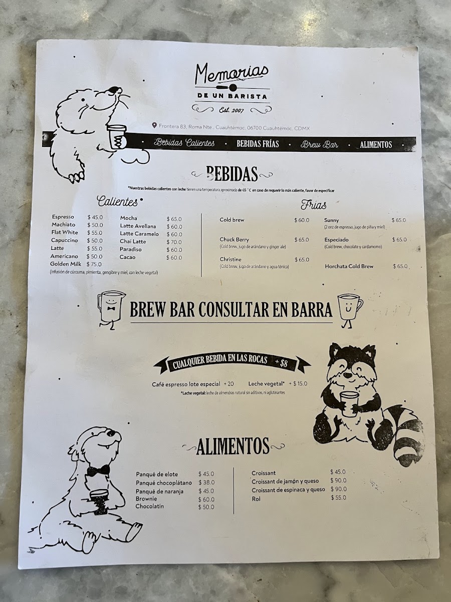 Café Memorias De Un Barista Menu Photo 3