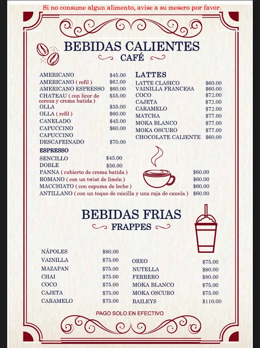 Cafe Napoles Menu
