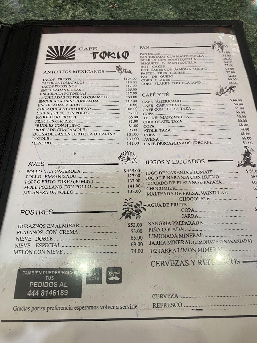 Cafe Tokio Menu
