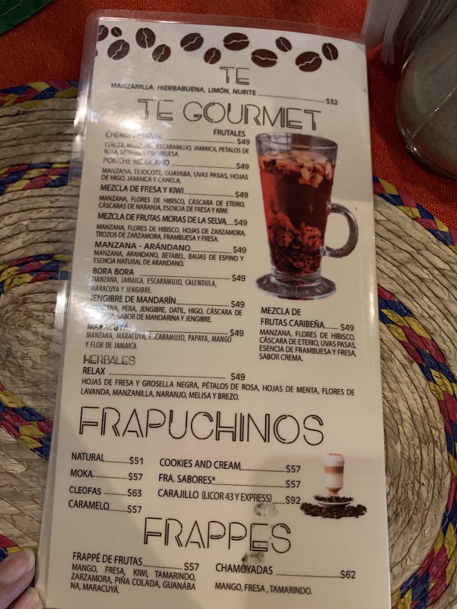 Cafe Tradicional Menu