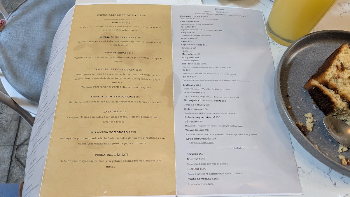 Cafe Tres Abejas Menu