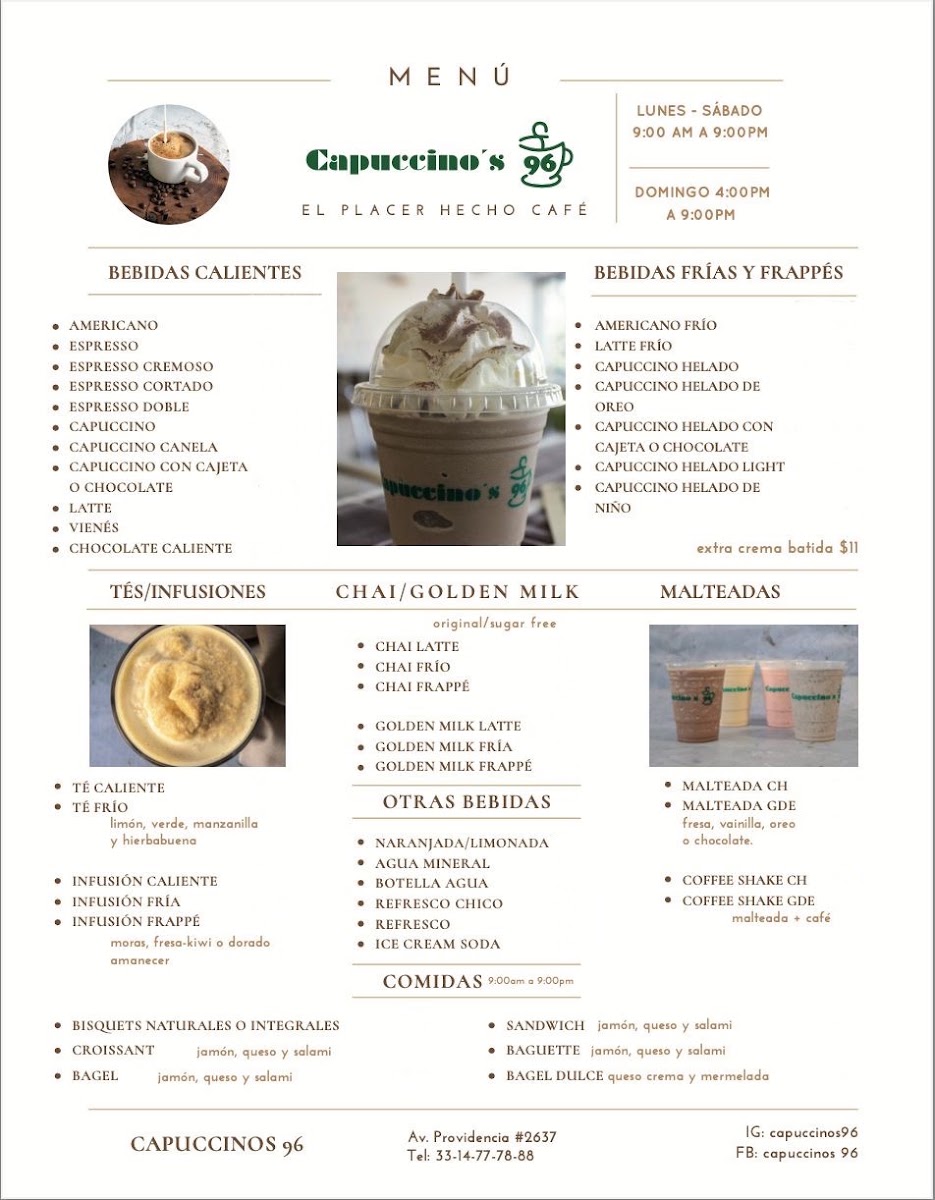 Capuccinos 96 Menu