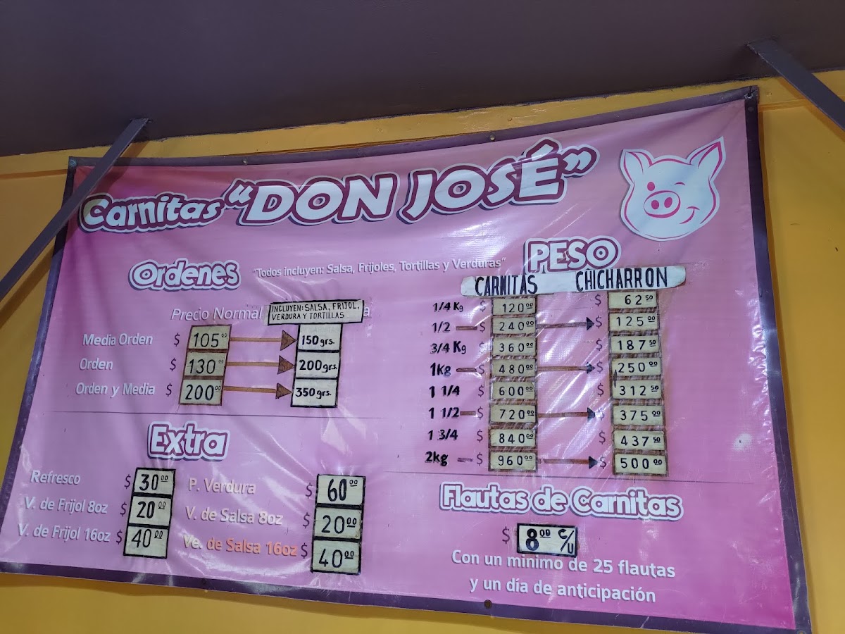 Carnitas Don Jose Menu